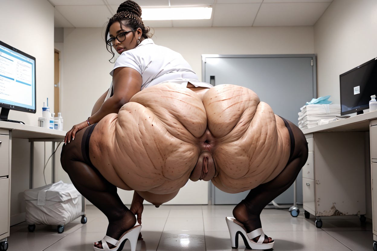 Computers With Charts, Calm Workplace, African BBW AI Porn