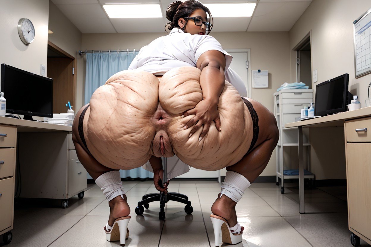 White Medical Sandals, Japanese, Thick Thighs BBW AI Porn