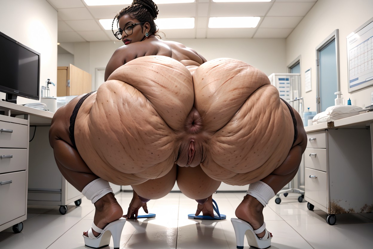 Digital Monitor Glow, Thick Glossy Lips, Modern Hospital Office Porno BBW IA