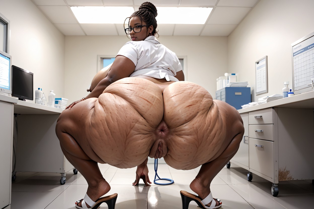 Medical Clinic Reception, Thick Thighs, Gigantic Saggy Tits BBW AI Porn