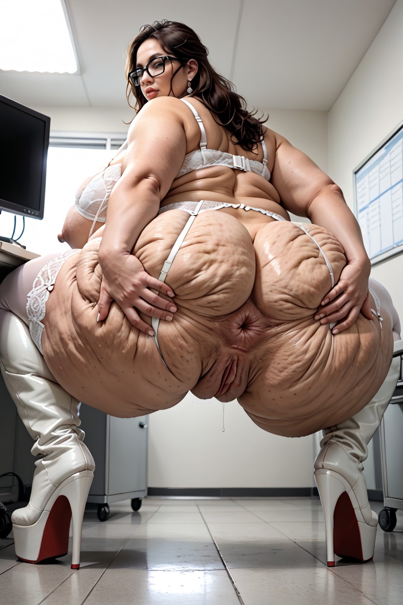 Supermassive Thick Wide Hips, Hyper Obesity, Digital Monitor Glow BBW AI Porn