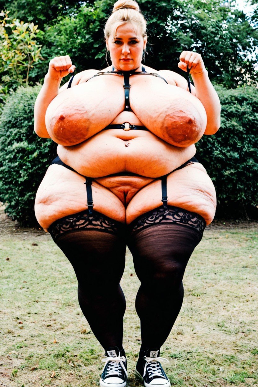 18+, Obese Belly Rolls, Hair Bun BBW AI Porn