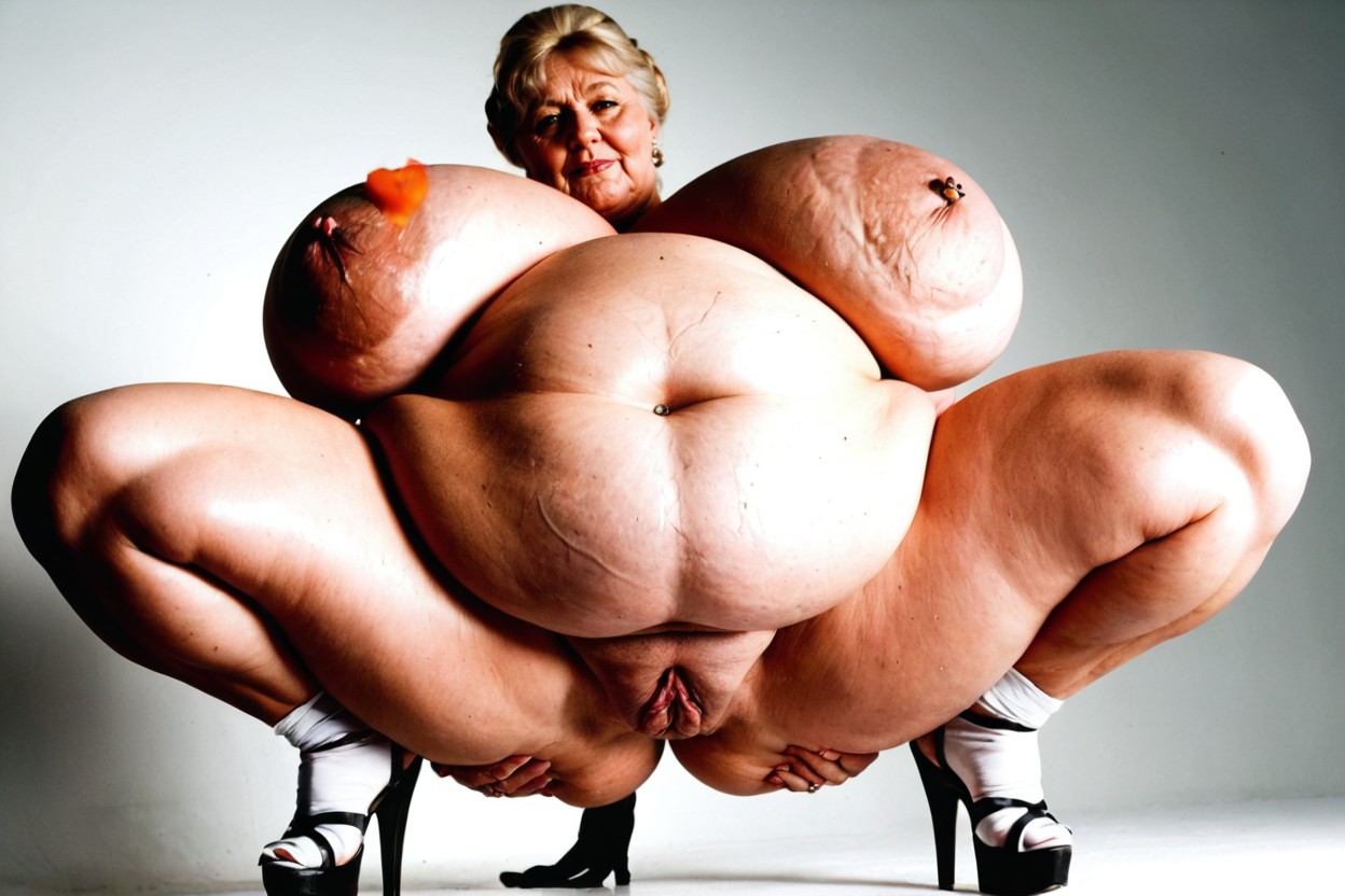Pussy Clearly Visible, Round Chubby Face, Soft Light BBW AI Porn
