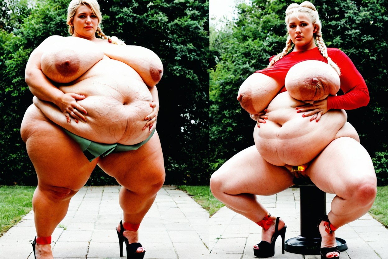 At The Park, Pussy Clearly Visible, Super Large Belly BBW AI Porn