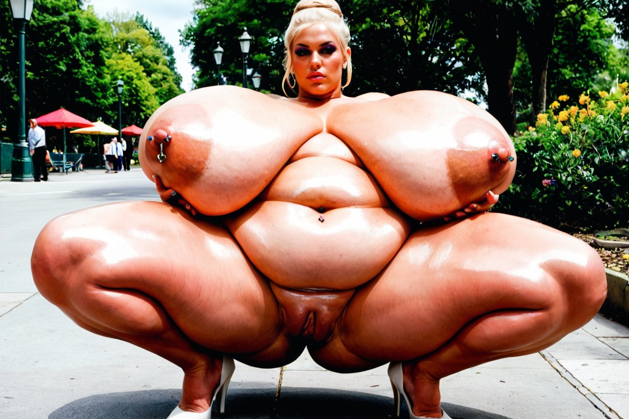 Thick, Feet Apart, Shiny Skin BBW AI Porn