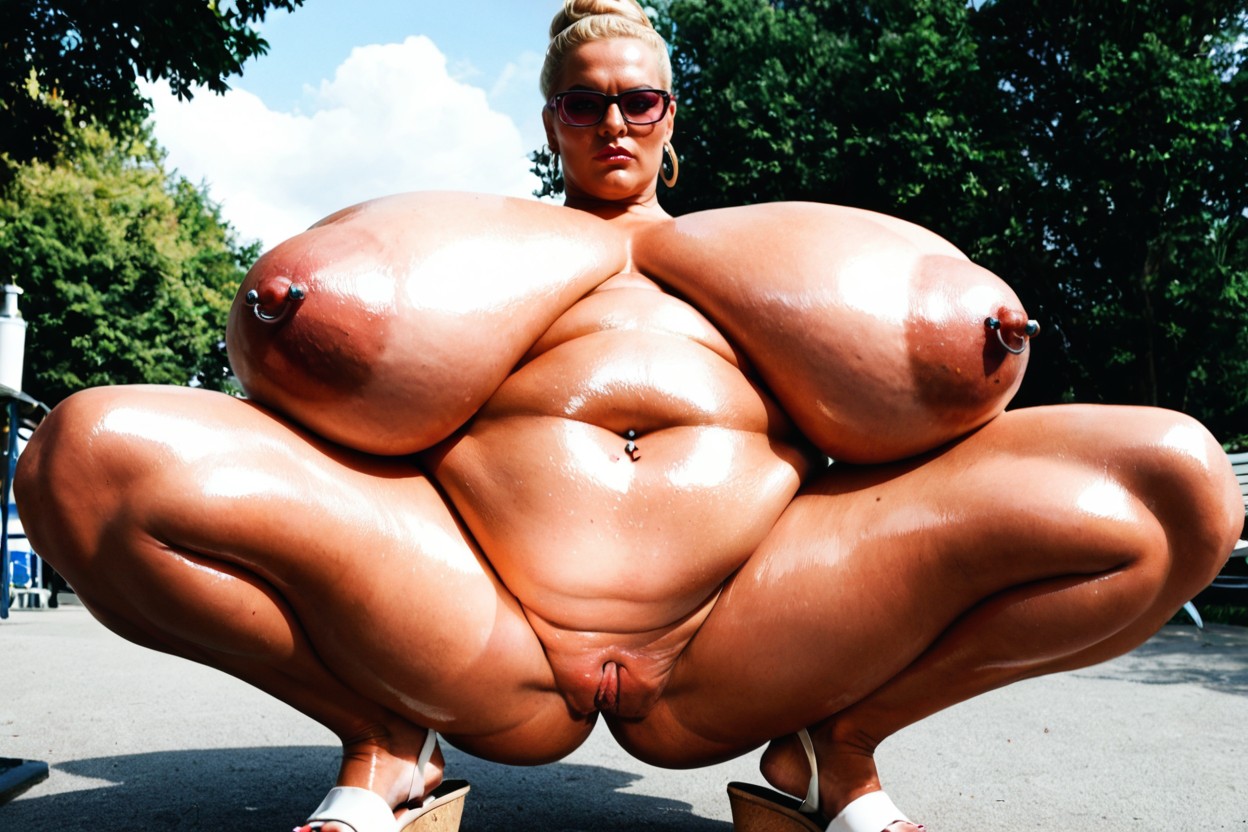 Knees Apart, White Medical Sandals, Thick BBW AI Porn