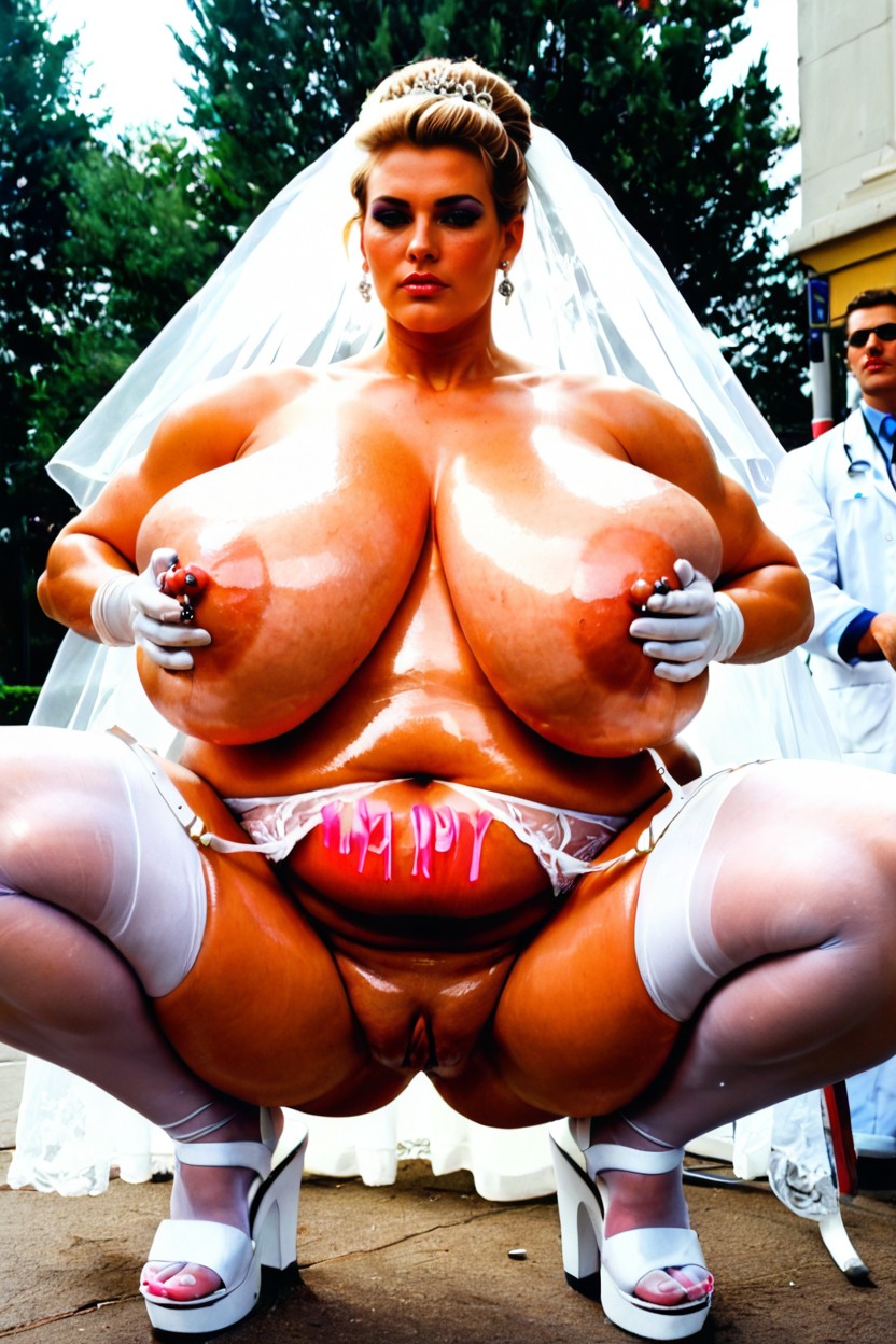 Gigantic Puffy Areolas, Feet Apart, Smooth Skin BBW AI Porn