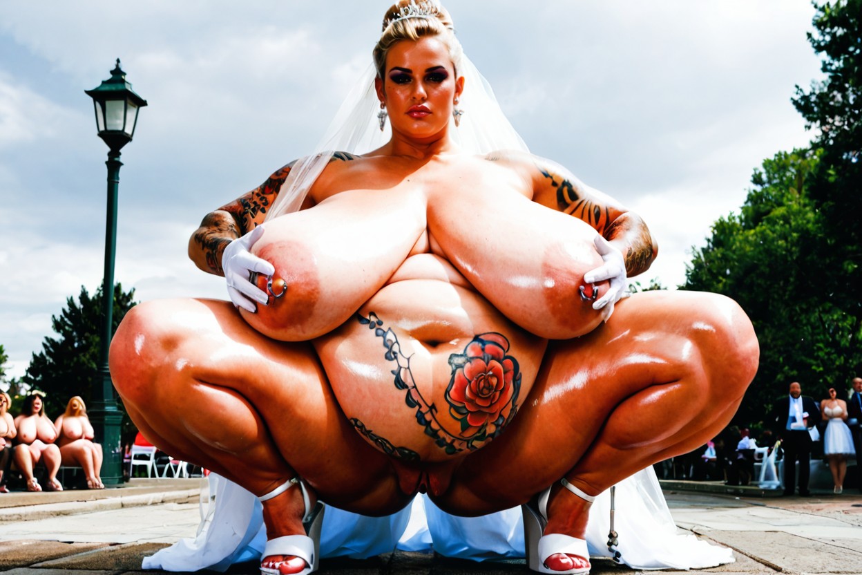 Wedding Dress, Makeup, Thick Lips BBW AI Porn