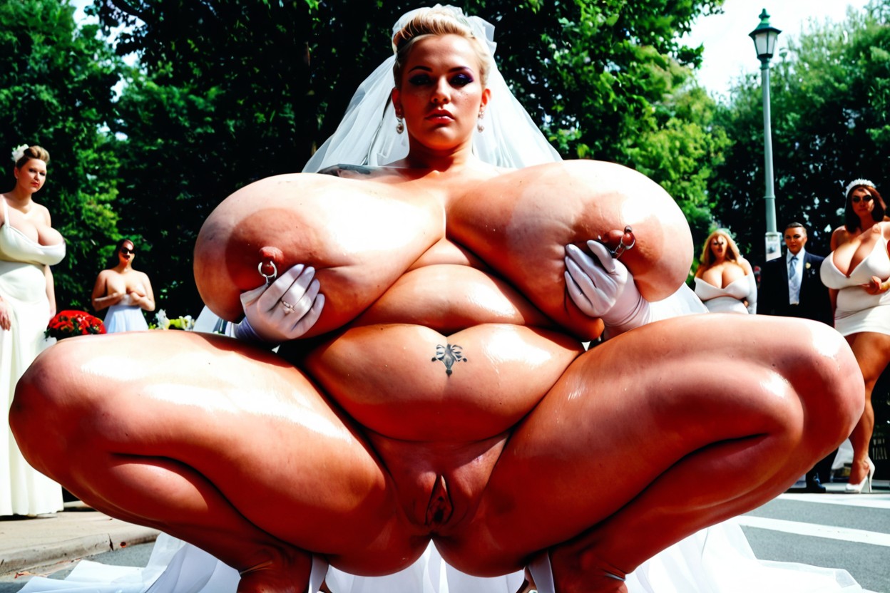 People Around, Hyper Massive Fat Ass, Squatting BBW AI Porn