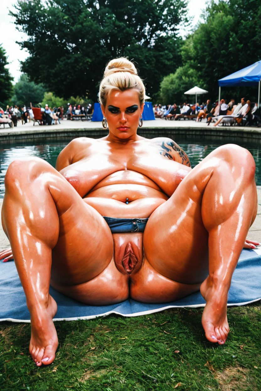 Pelo Rubio, Luz Volumétrica, Huge Puffy Nipples Porno BBW IA