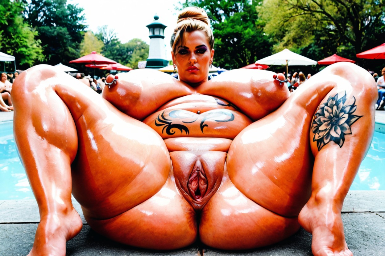 Extremely Large Gigantic Puffy Labia, Hyper Massive Fat Ass, Tattoos BBW AI Porn