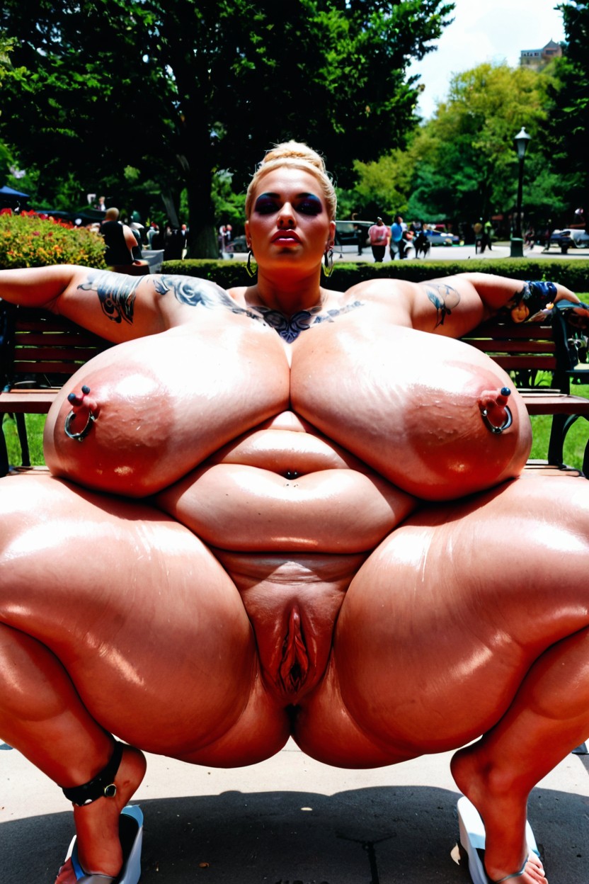 Extremely Large Gigantic Puffy Labia, Thighs, Makeup BBW AI Porn