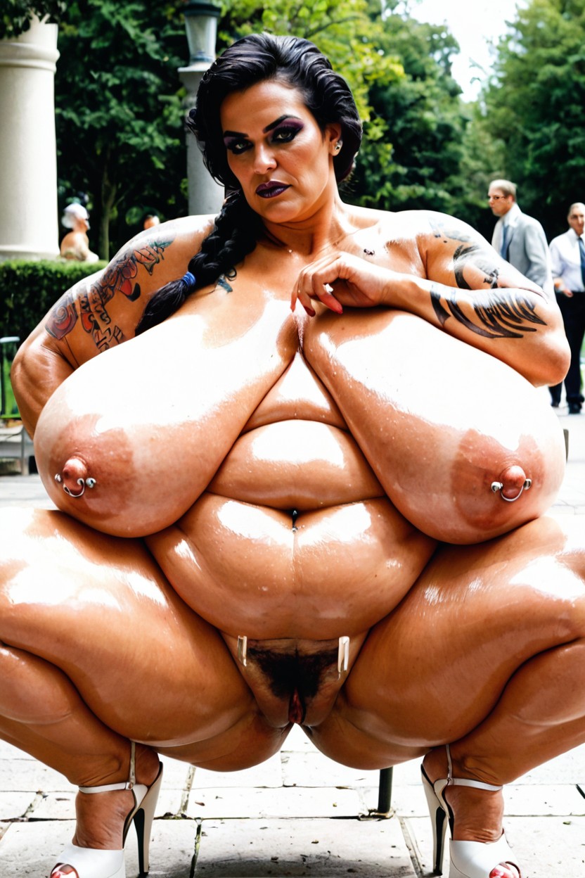 Knees Together, Pierced Pussy, Public Park Porno BBW IA