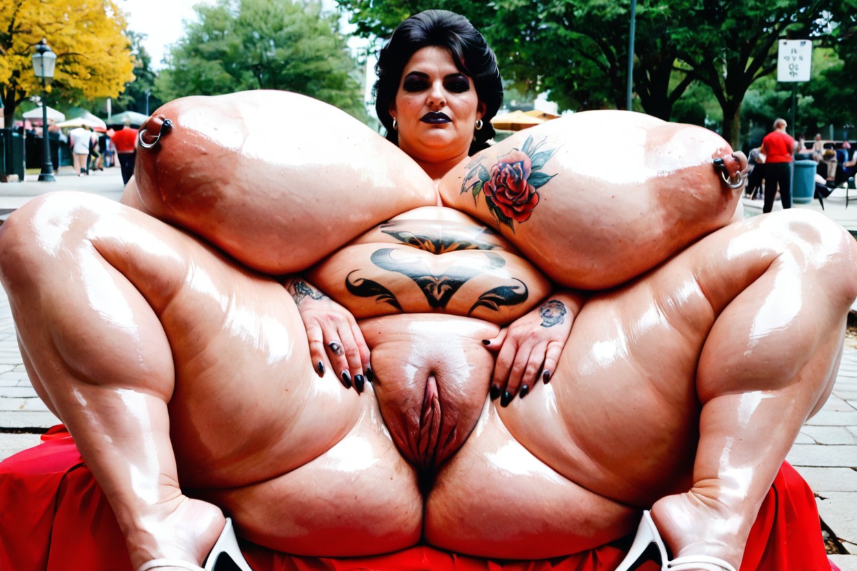 Public Park, Volumetric, Laying On The Back BBW AI Porn
