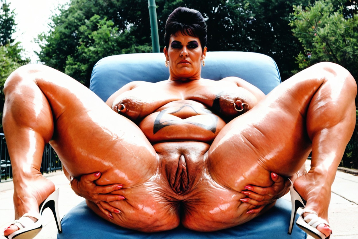 Extremely Gigantic Obese Belly Rolls, Shaved Pussy, Pierced Nipples BBW AI Porn