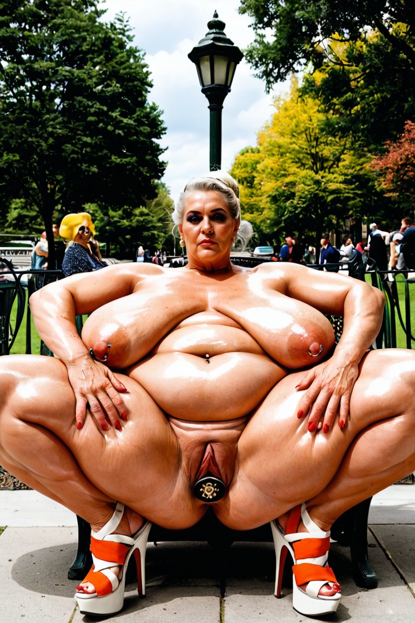 Extremely Muscular, Front View, Feet Apart BBW AI Porn