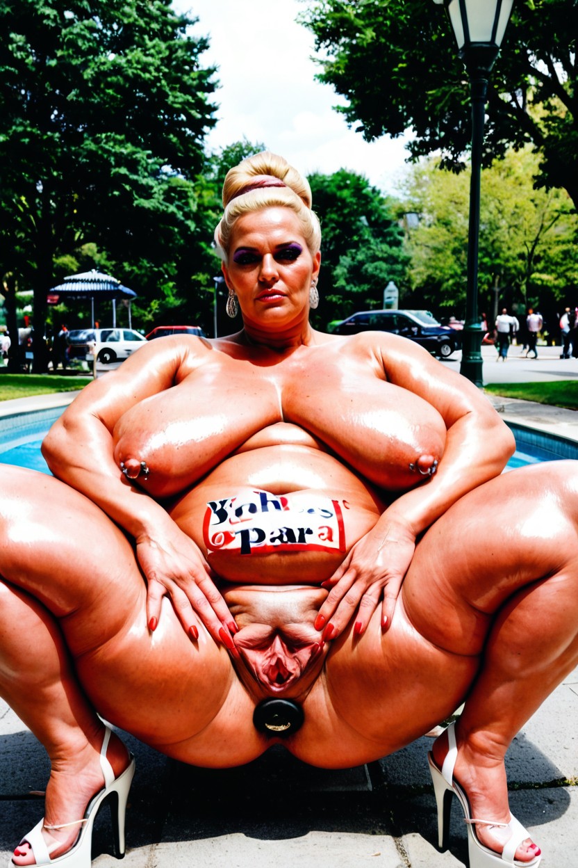 Shiny Skin, Thick, Extremely Muscular BBW AI Porn