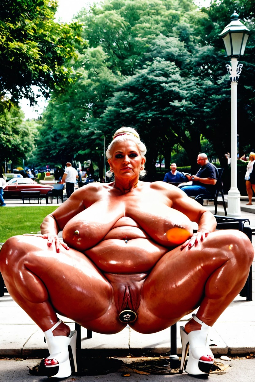 Blonde Hair, Pale Skin, Extremely Gigantic Obese Belly Rolls BBW AI Porn