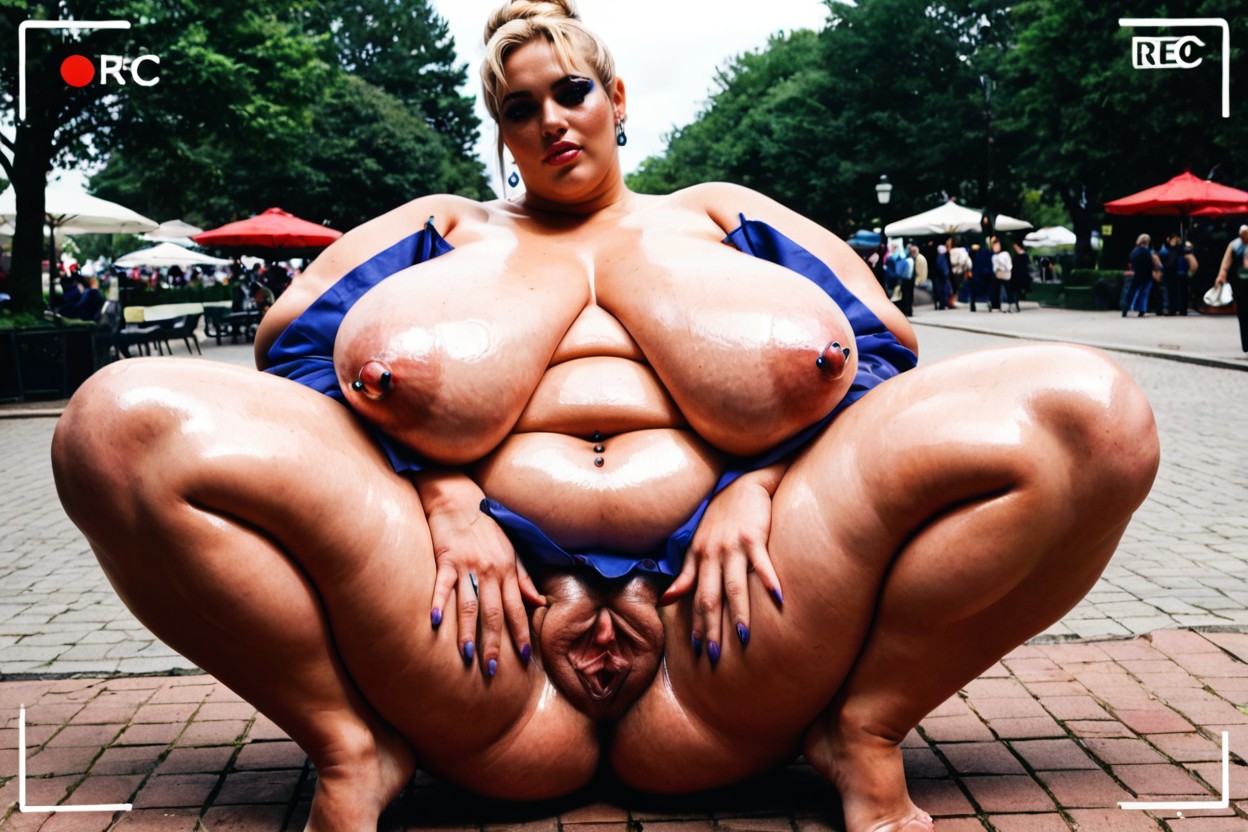 Ashamed Expression, Glistening Skin, Spreading Pussy With Fingers Open BBW AI Porn