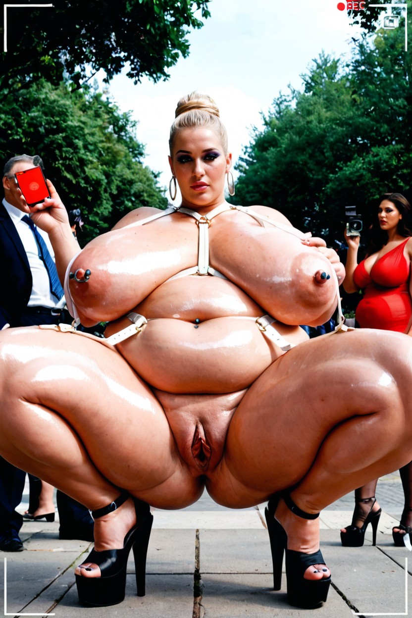 Recording, Top Down, Extremely Large Wide Gigantic Puffy Labia BBW AI Porn