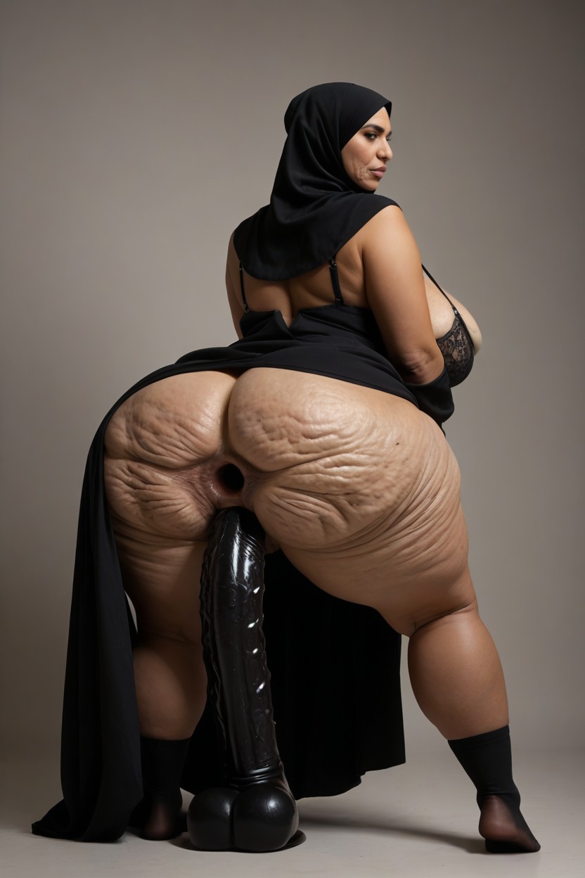 Slight Profile View, Hyper Bubble Butt, Gaping Anus Porno BBW IA