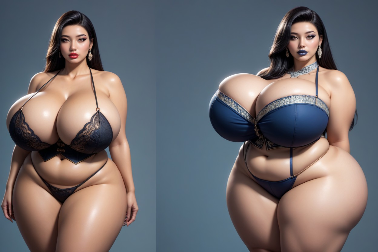 Asian, Extremely Large Ass, Bimbo BBW AI Porn