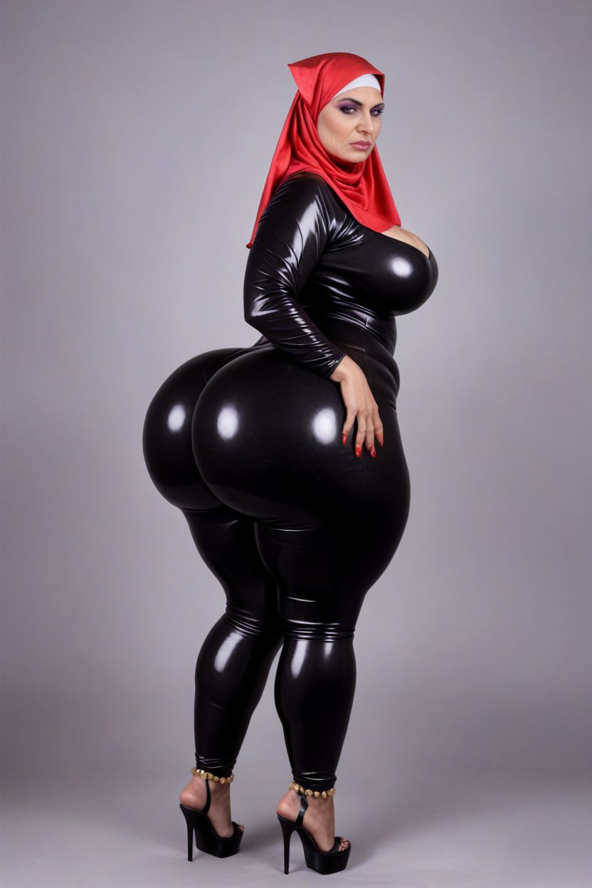 Cuerpo Completo, Heavy Eyeshadow, Sharp Serious Face Expression Porno BBW IA