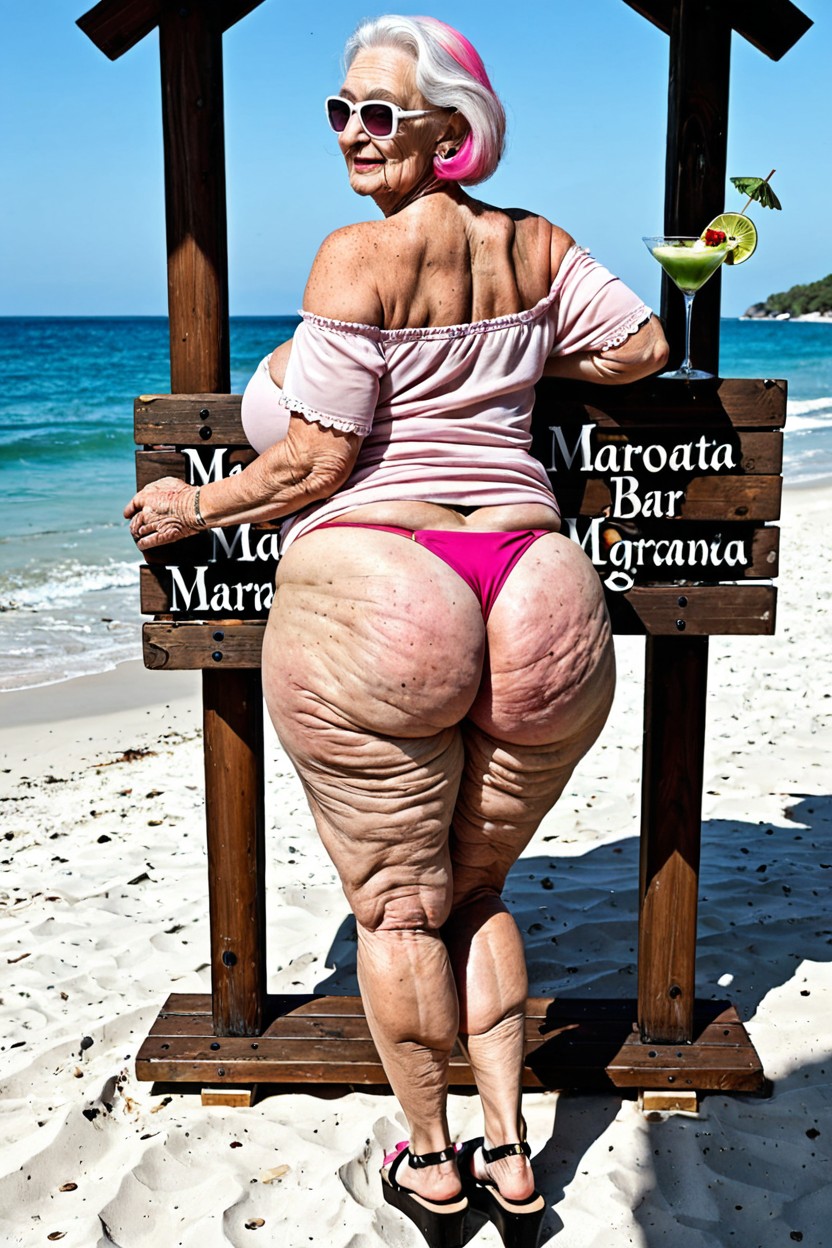 Slight Profile View, Full Body, Hyper Prominent Asscheeks BBW AI Porn
