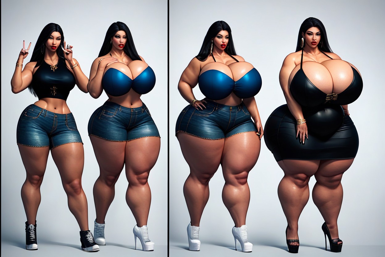 Standing Up Confidently, Standing, Breast Expansion BBW AI Porn