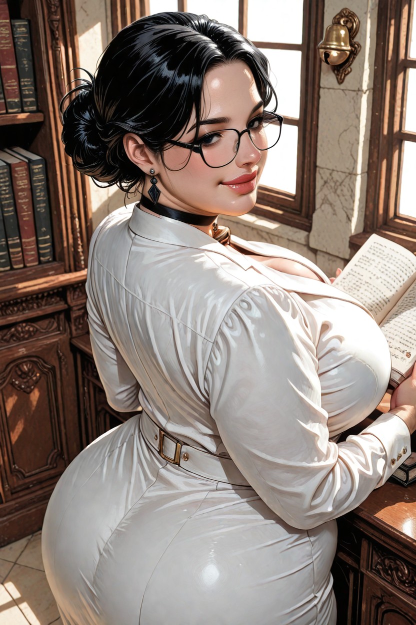 Charming Homely, Professional Clothing, Bright Windows BBW AI Porn