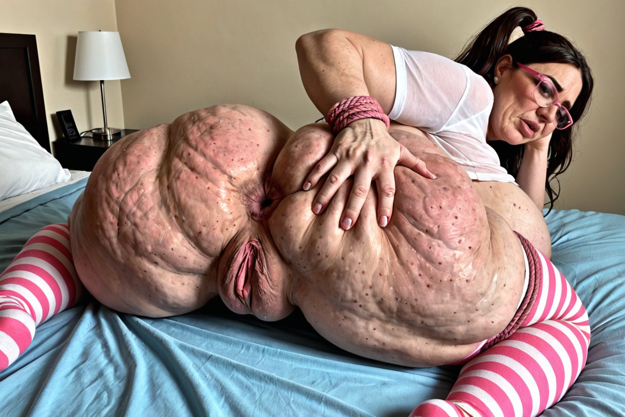 Orgasming, Low Ambient Light, White Persian Very Old Gilf BBW AI Porn