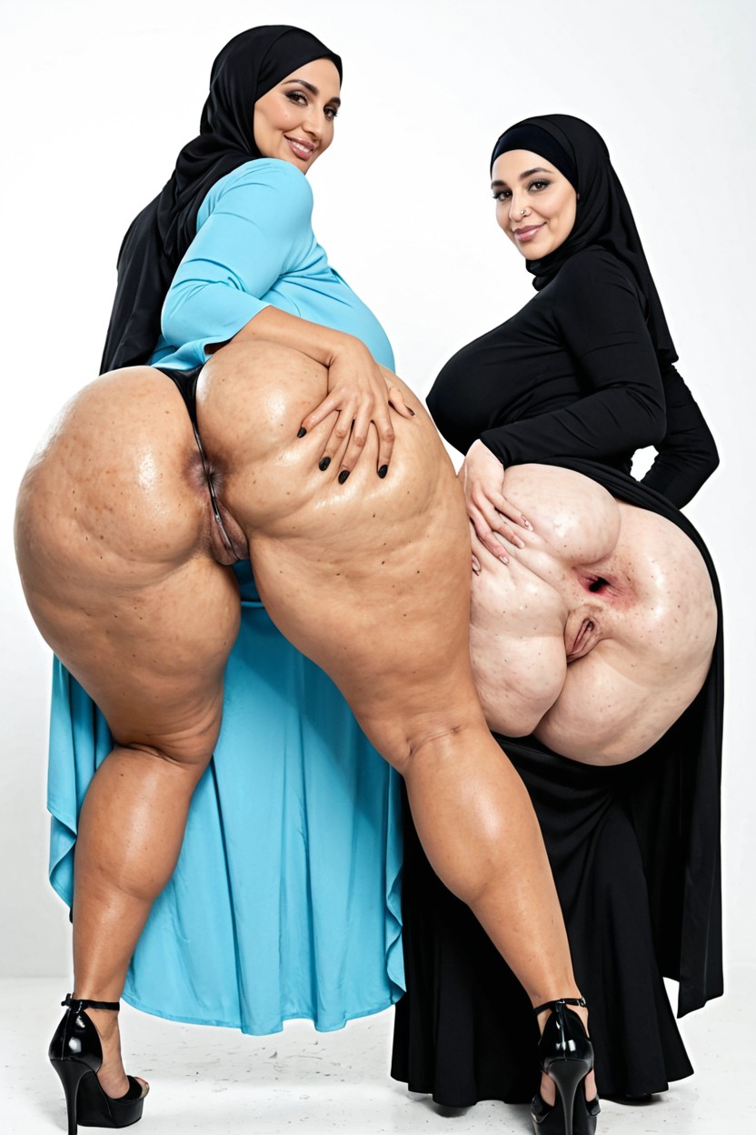 Big Wide Hips, Black Hijab Dress, Thighs Bigger Than Waist BBW AI Porn