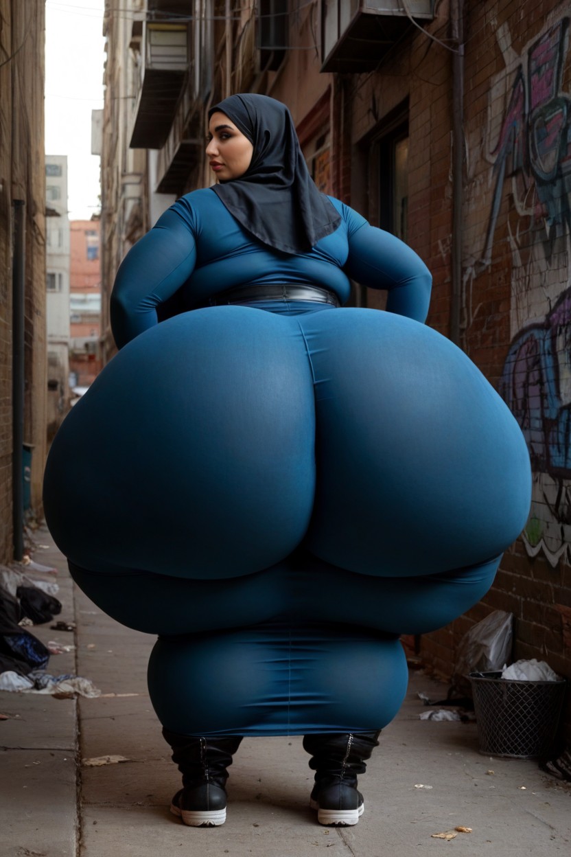 Pubic Hair, Gigantic Hips, Bodycon Dress BBW AI Porn