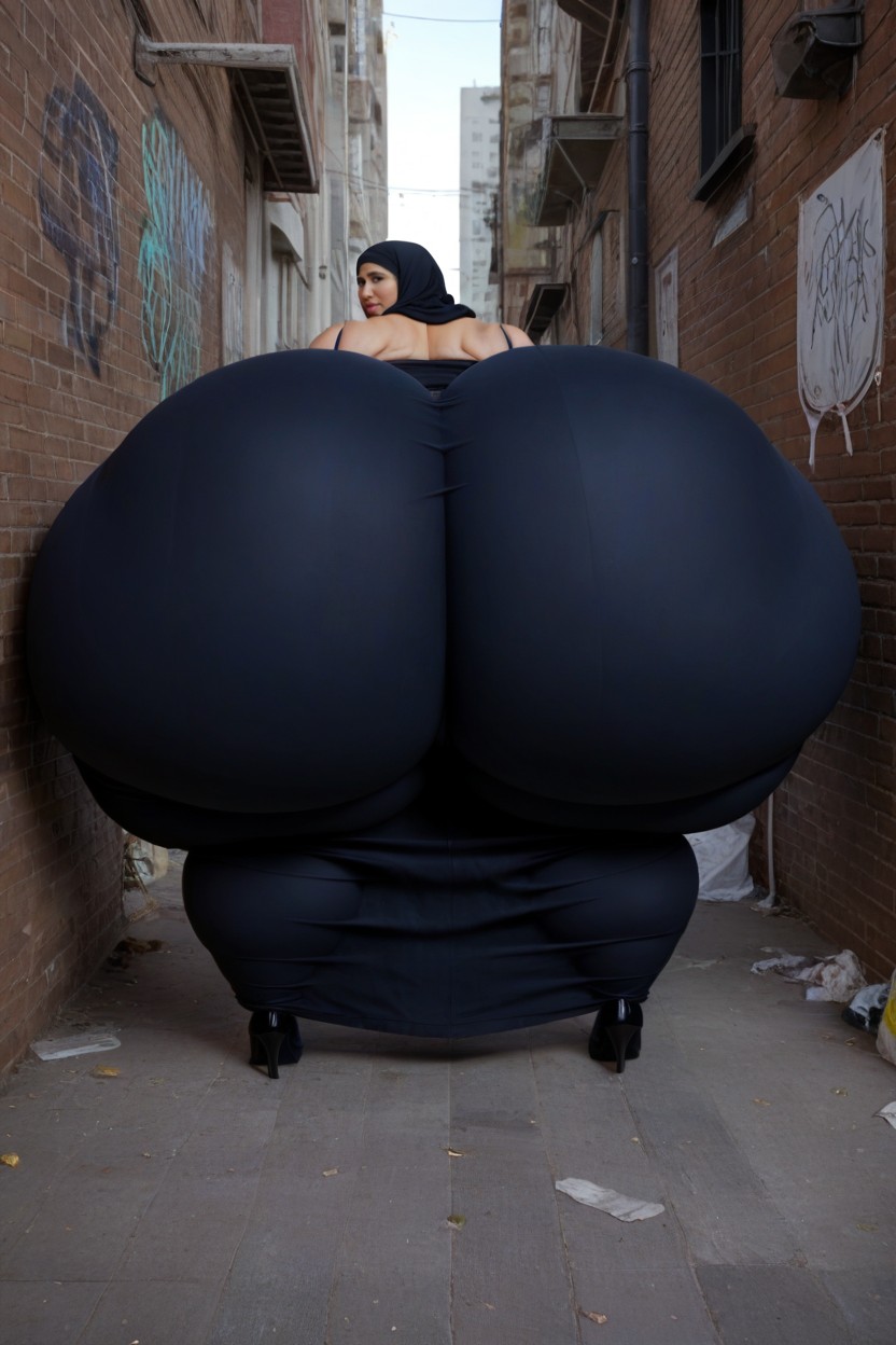 Extremely Hyper Wide Ass, Gigantic Hips, Arab BBW AI Porn