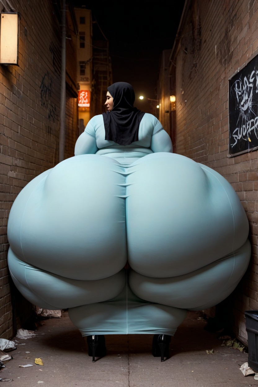 Gigantic Hips, Fat Folds, Disproportionally Oversized Colossal Hyper Ass BBW AI Porn