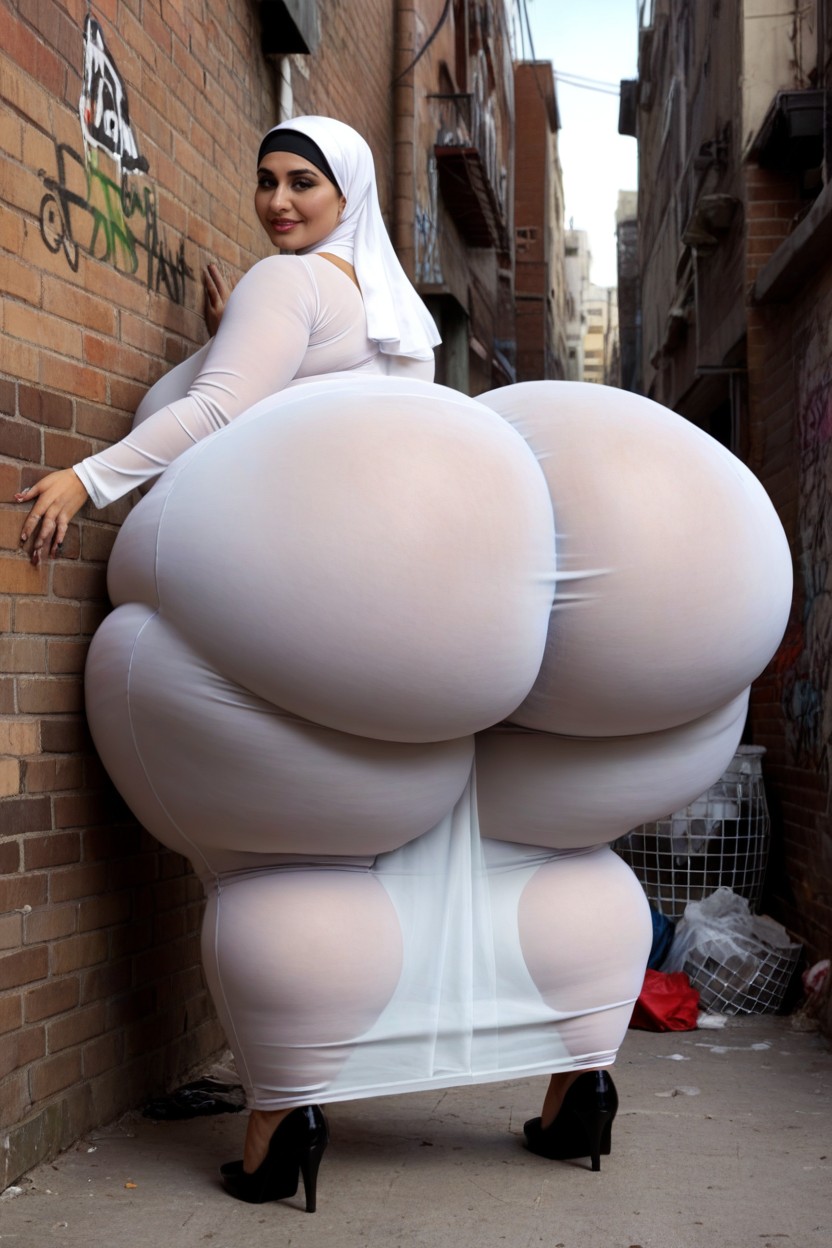 Fisheye Camera, Dark Alley, Fatty Saddlebag Thighs And Hips BBW AI Porn