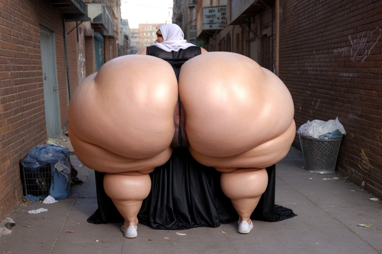 Spreading Ass, Tight Form Fitting Clothing, Hijab BBW AI Porn