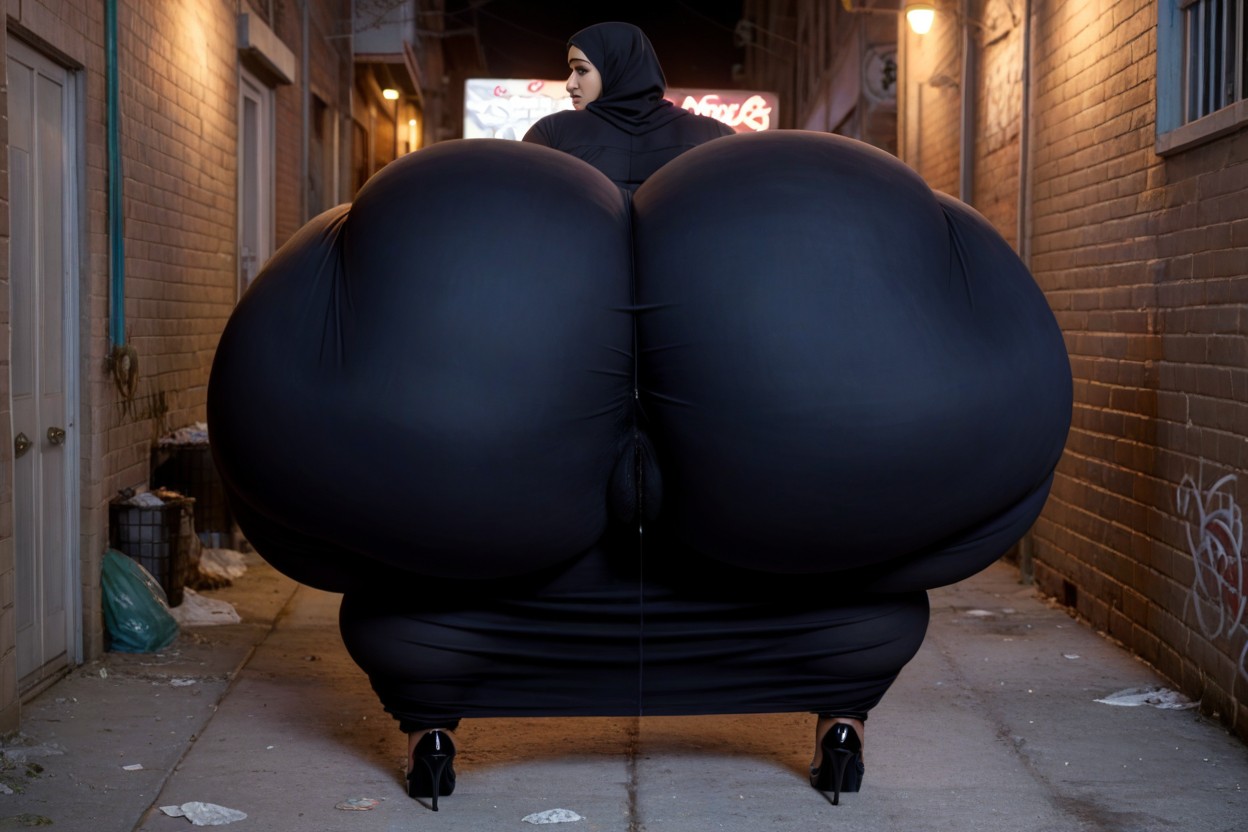 Overhang Belly, Lifting Skirt, Extreme Hip To Waist Ratio BBW AI Porn
