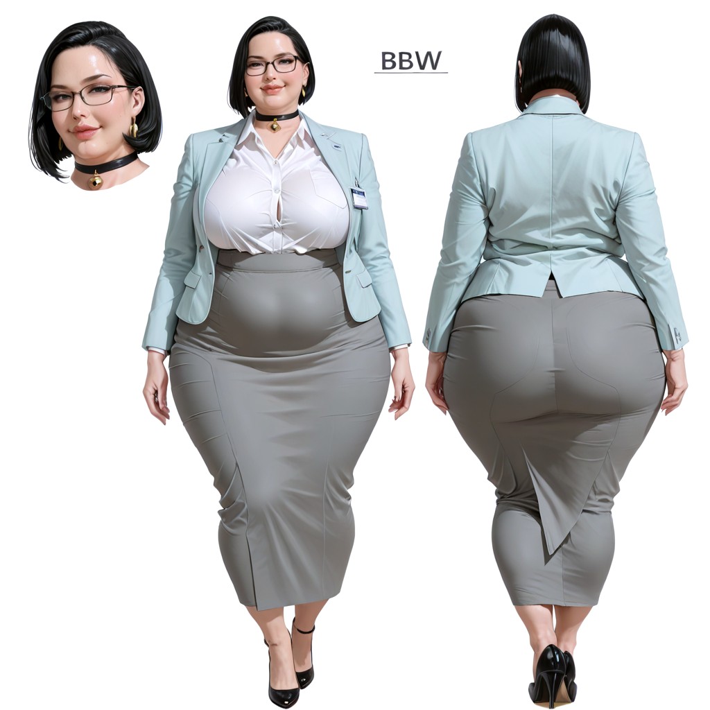 Rear View, Hyper Obesity, Plump Figure BBW AI Porn