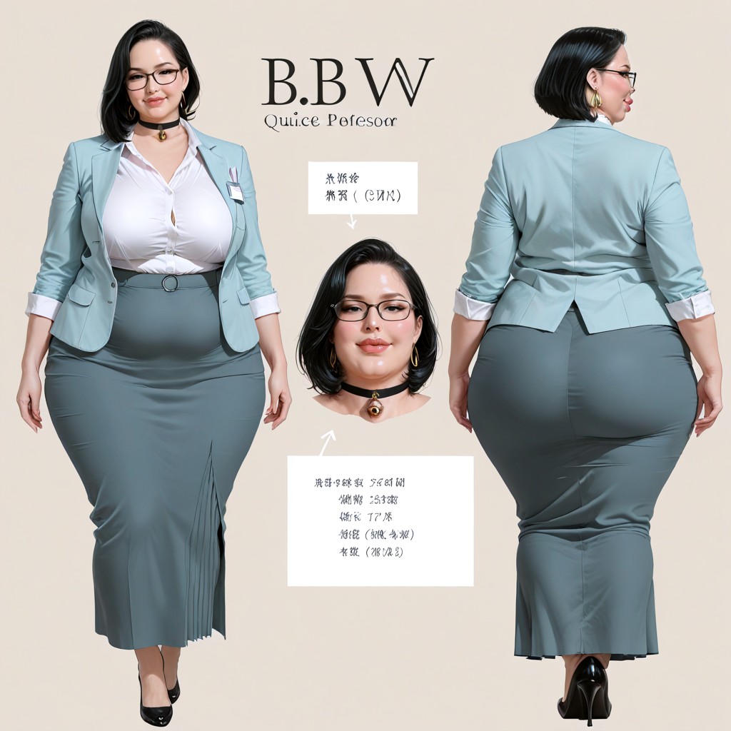 Thick Black Glasses, Charming Homely, Standing BBW AI Porn