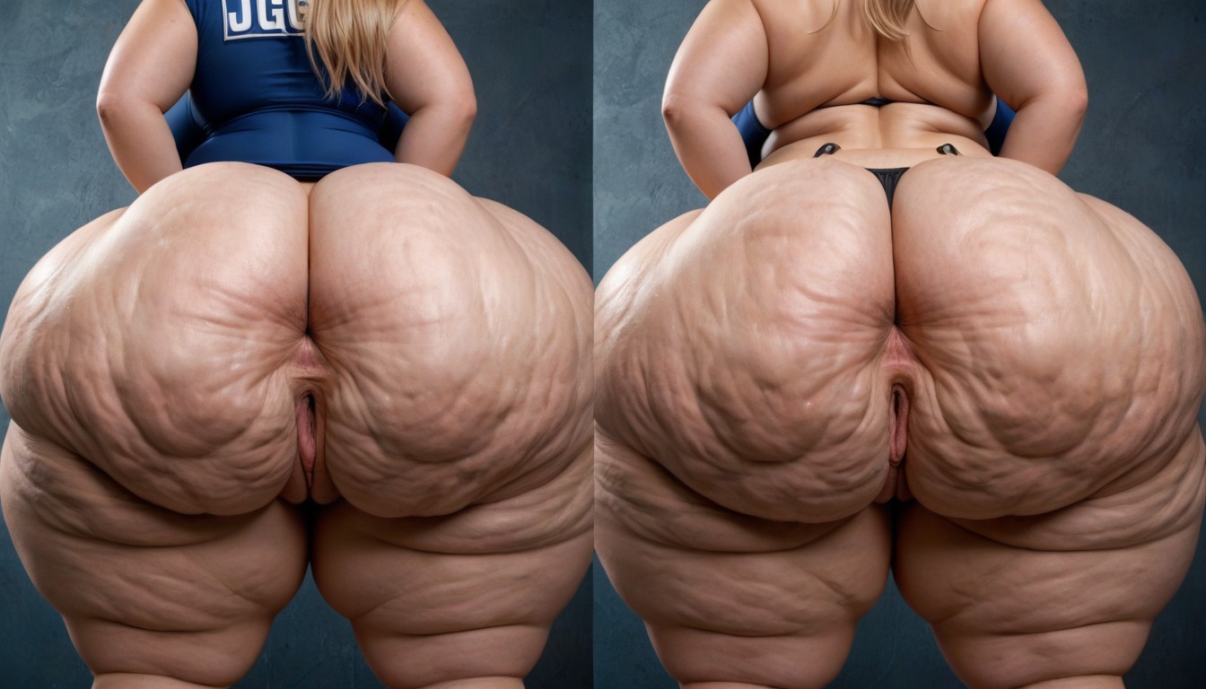 Shocked, Huge Fat Saggy Ass, Overflowing Saggy Fat BBW AI Porn