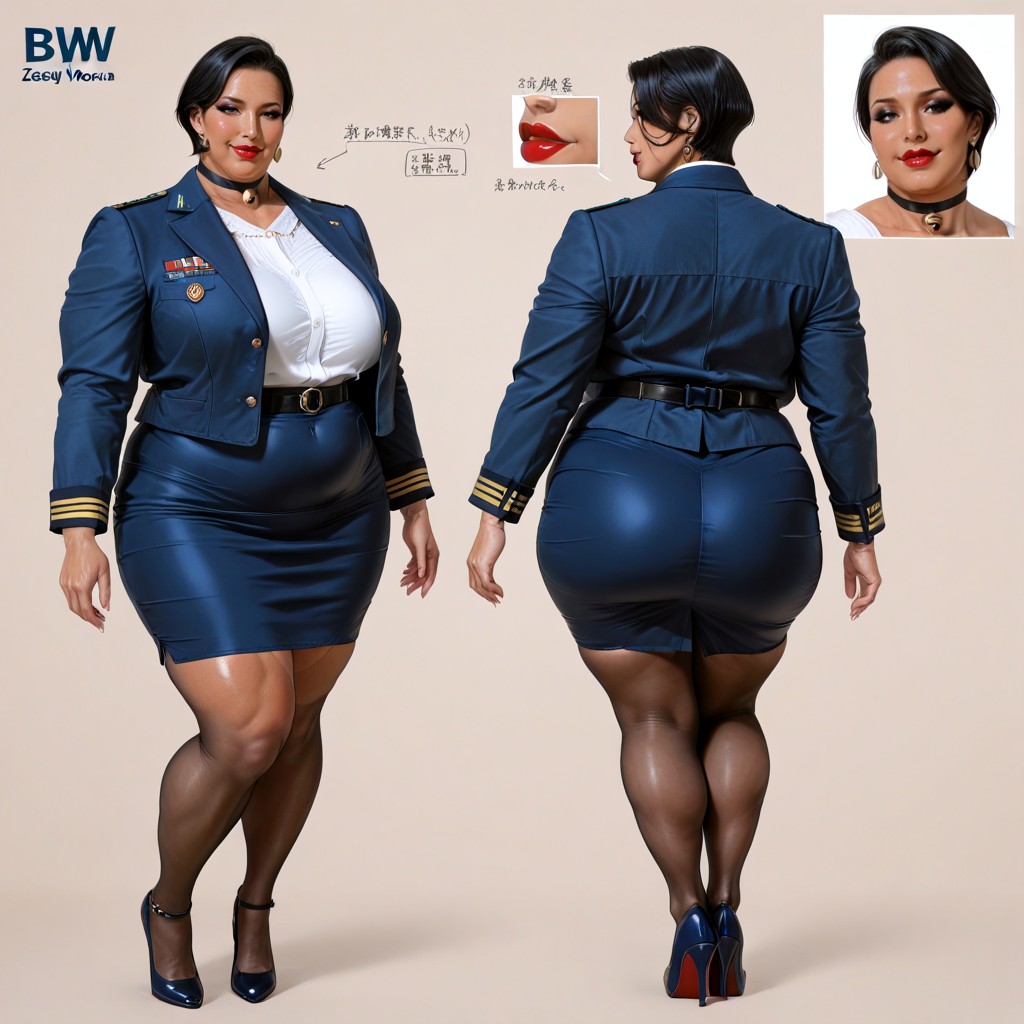 Multiple Views, Big Black Eyes, Broad Shoulders BBW AI Porn