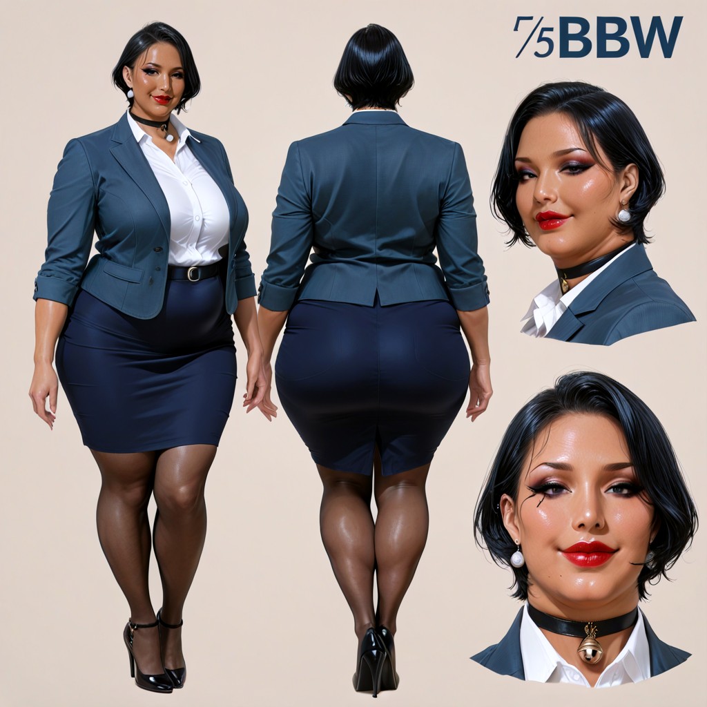 Choker With Bell, Full Body, Multiple Views BBW AI Porn