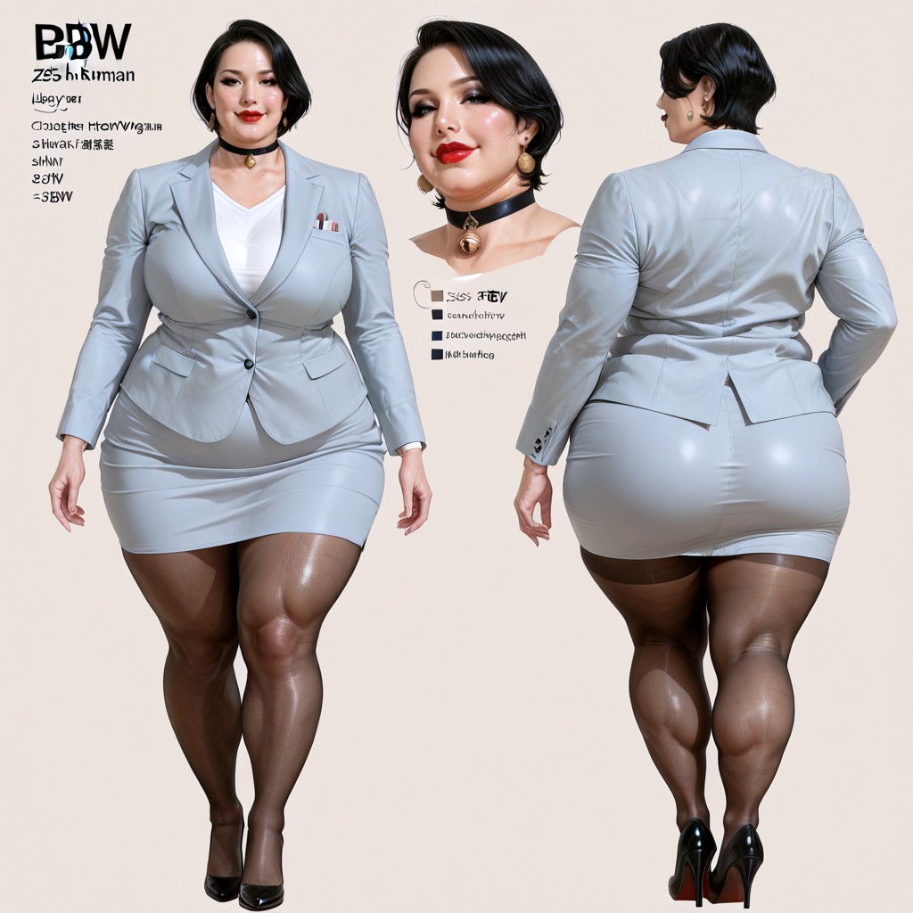 Thick Muscular Chubby, Rear View, Round Face BBW AI Porn