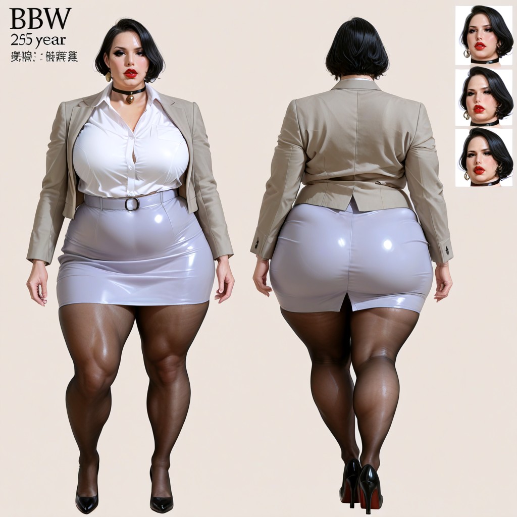 Medium Shorthair, Heavy Makeup, Reference Sheet BBW AI Porn