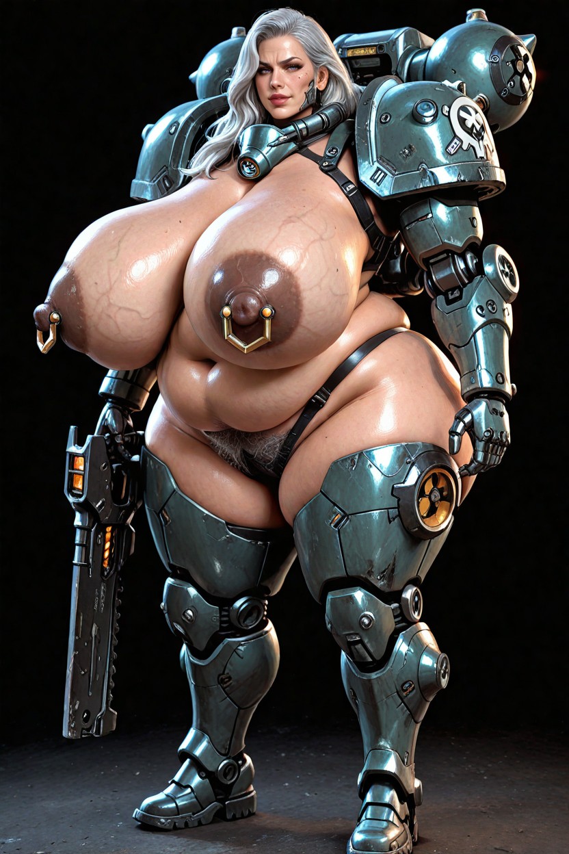 Fat, Gear Tread Magnetized Boots, Servo Dagger Hip Sheath Porno BBW IA