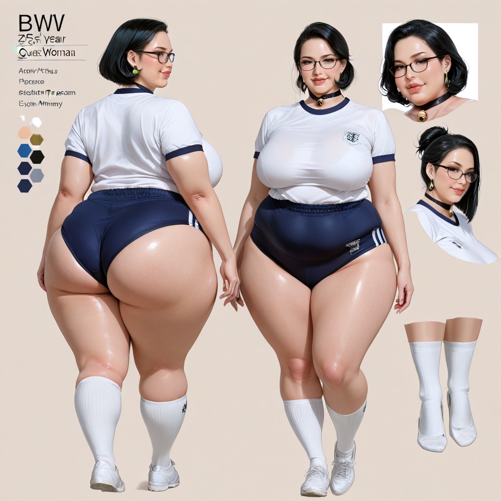Understated, Clothed Natural Breasts, Medium Length Hairstyle BBW AI Porn