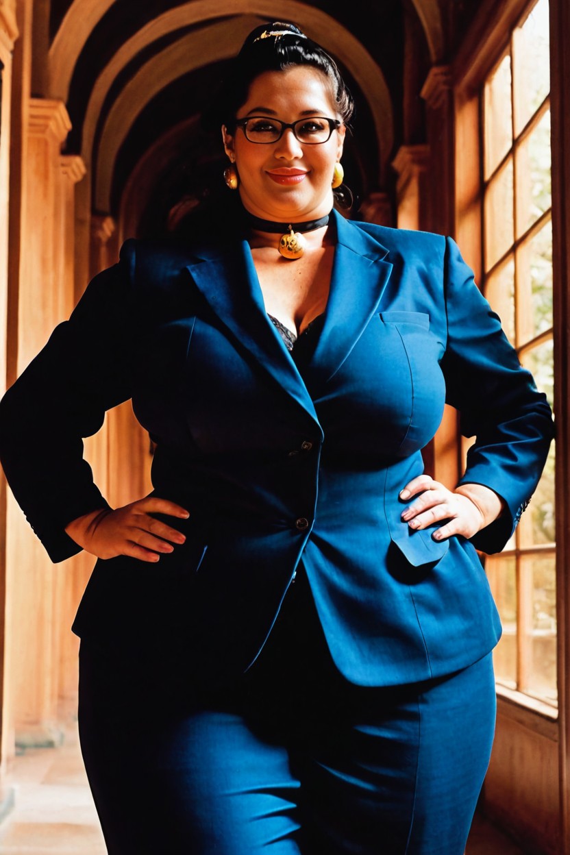 Fully Clothed, Excited, Wearing Formal Pantsuit BBW AI Porn