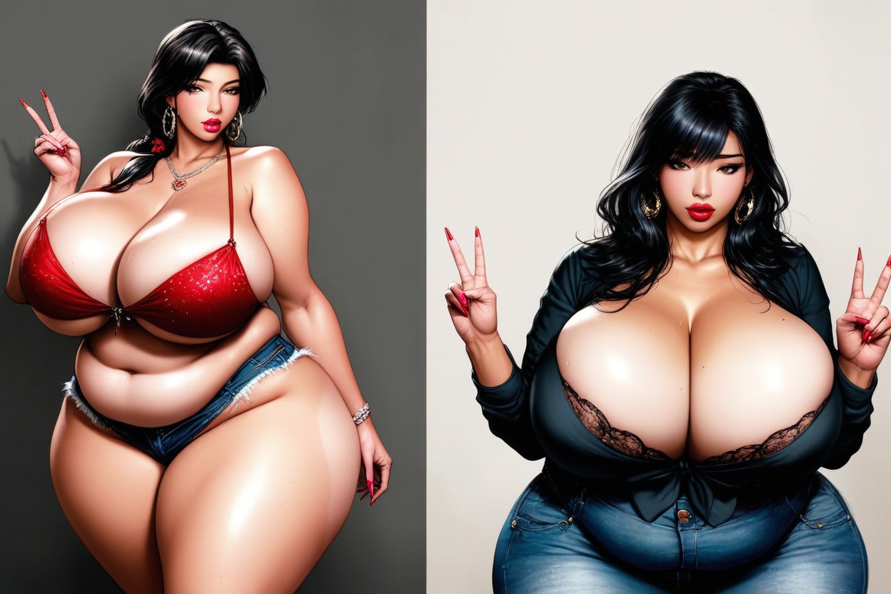 Standing, Lorathe_most_fattened_titanic_hugely_fat_breasts, Thick Thighs BBW AI Porn