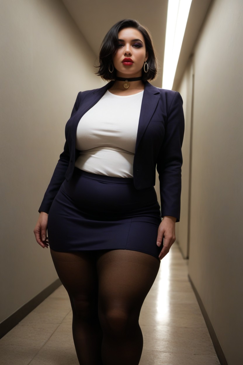 Long Eyelashes, Layer Of Fat, Voluptuous Thick Thighs BBW AI Porn